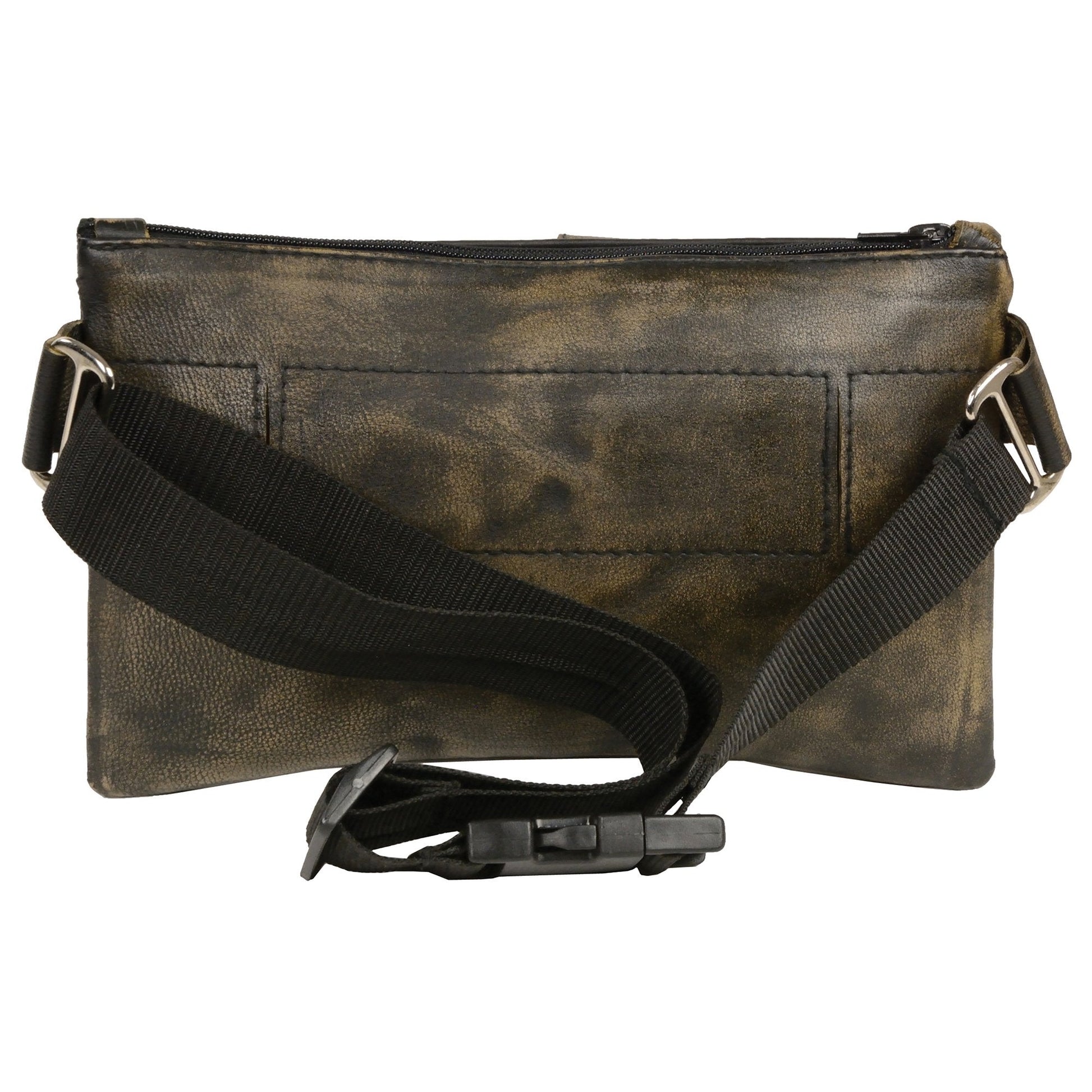 Women's Distress Brown Leather Belt Bag 8in 5.5in 3in