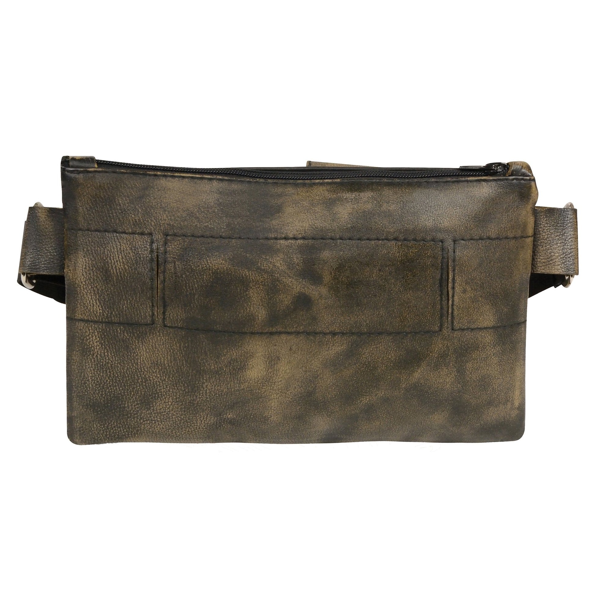 Women's Distress Brown Leather Belt Bag 8in 5.5in 3in