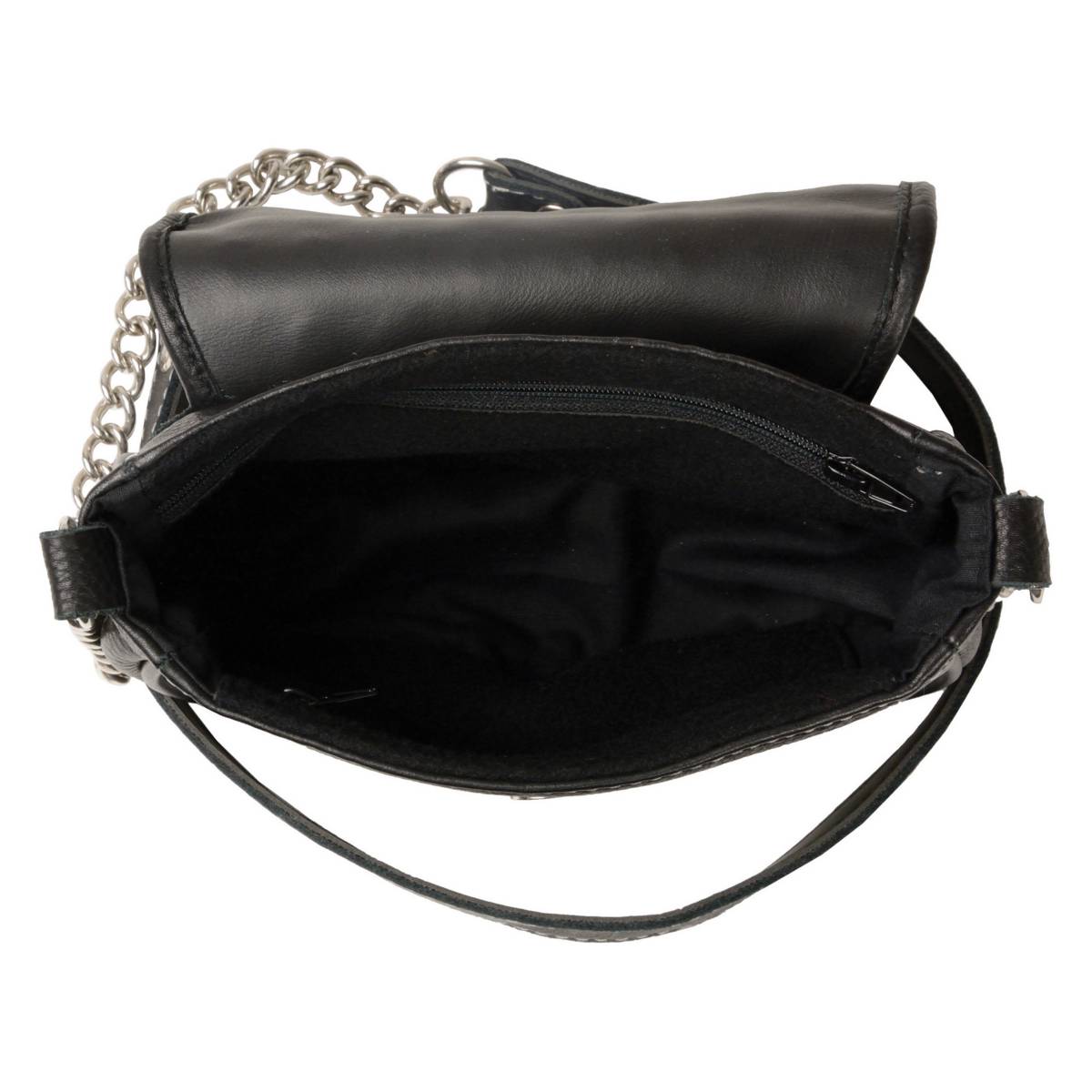 Ladies Black Leather Chain Strap Shoulder Bag