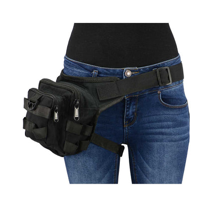 Textile Conceal and Carry Tactical Thigh Bag with Waist Belt Black