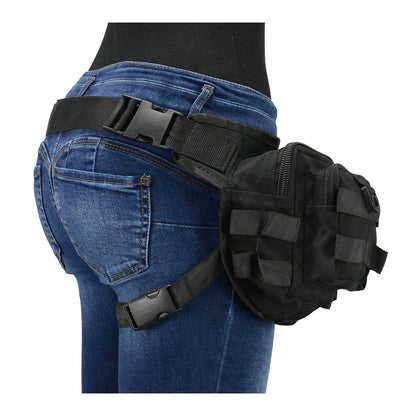 Textile Conceal and Carry Tactical Thigh Bag with Waist Belt Black