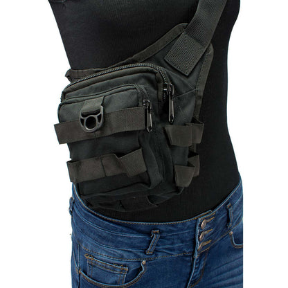 Textile Conceal and Carry Tactical Thigh Bag with Waist Belt Black