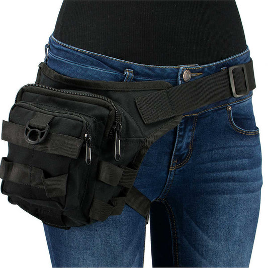 Textile Conceal and Carry Tactical Thigh Bag with Waist Belt Black