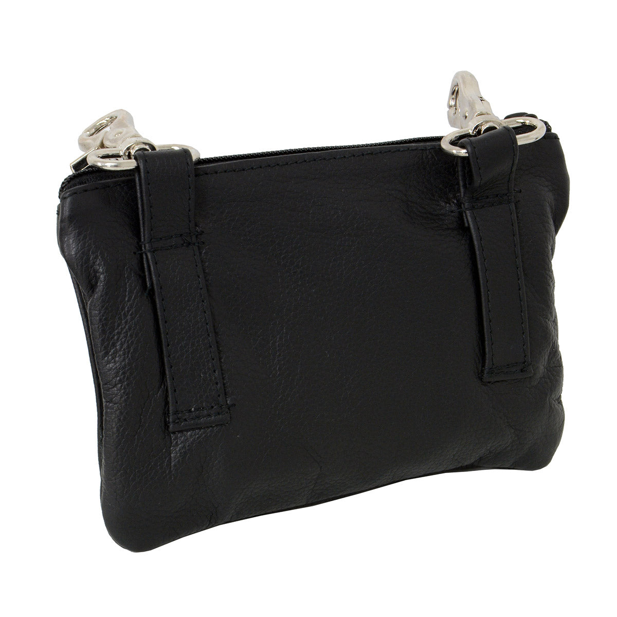 Women's Black Leather Studded Hip Belt Bag