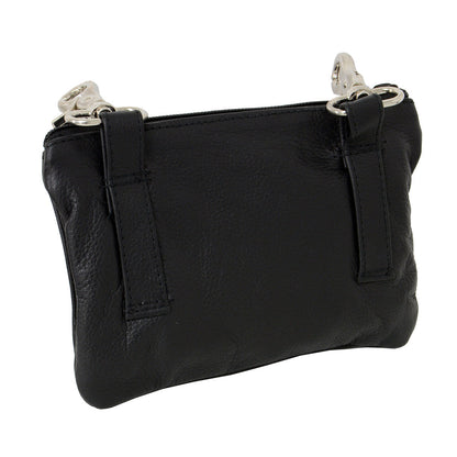 Women's Black Leather Studded Hip Belt Bag