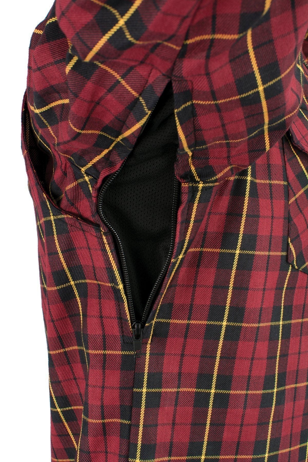 Men's Plaid Flannel Biker Shirt with CE Approved Armor - Reinforced w/ Aramid Fiber