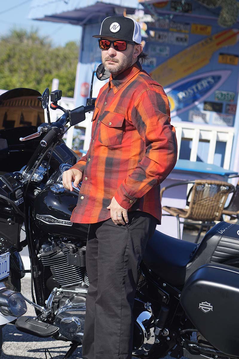 Men's Plaid Flannel Biker Shirt with CE Approved Armor - Reinforced w/ Aramid Fiber