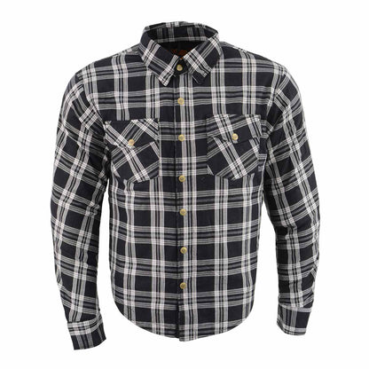 Men's Plaid Flannel Biker Shirt with CE Approved Armor - Reinforced w/ Aramid Fiber