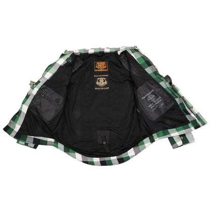 Men's Plaid Flannel Biker Shirt with CE Approved Armor - Reinforced w/ Aramid Fiber