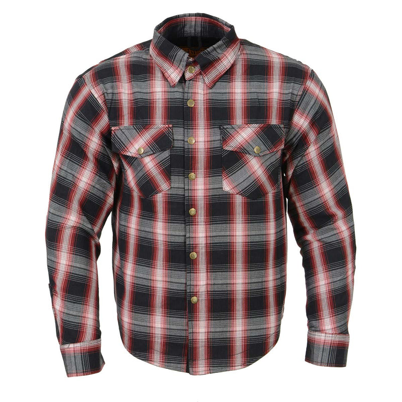 Men's Plaid Flannel Biker Shirt with CE Approved Armor - Reinforced w/ Aramid Fibers