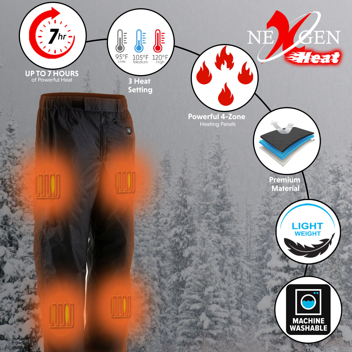 Men's Heated Riding Over Pants MPM5715SET Black Textile Water Resistant
