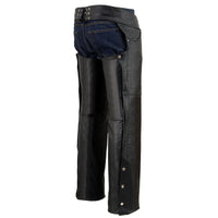 Men's Black Classic Leather Chaps with Jean Pockets