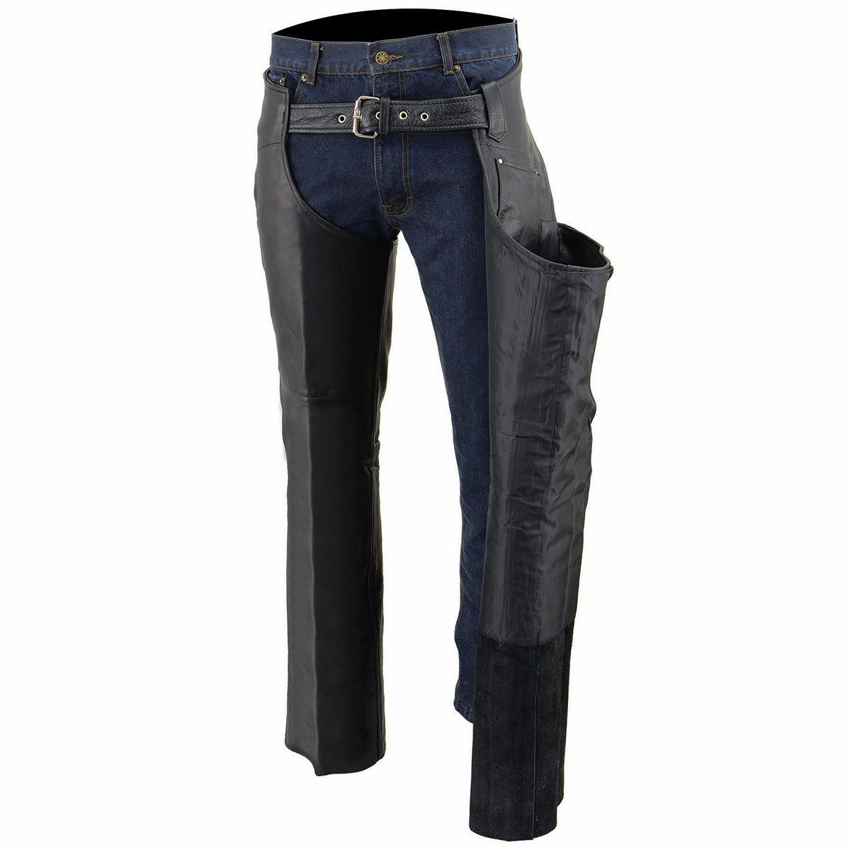 Men's Premium Buffalo Leather Chaps Fully Lined Black SH1115