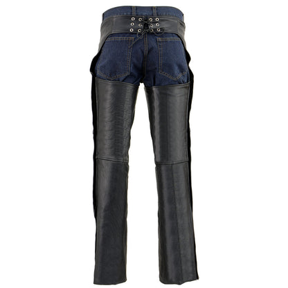 Men's Premium Buffalo Leather Chaps Fully Lined Black SH1115