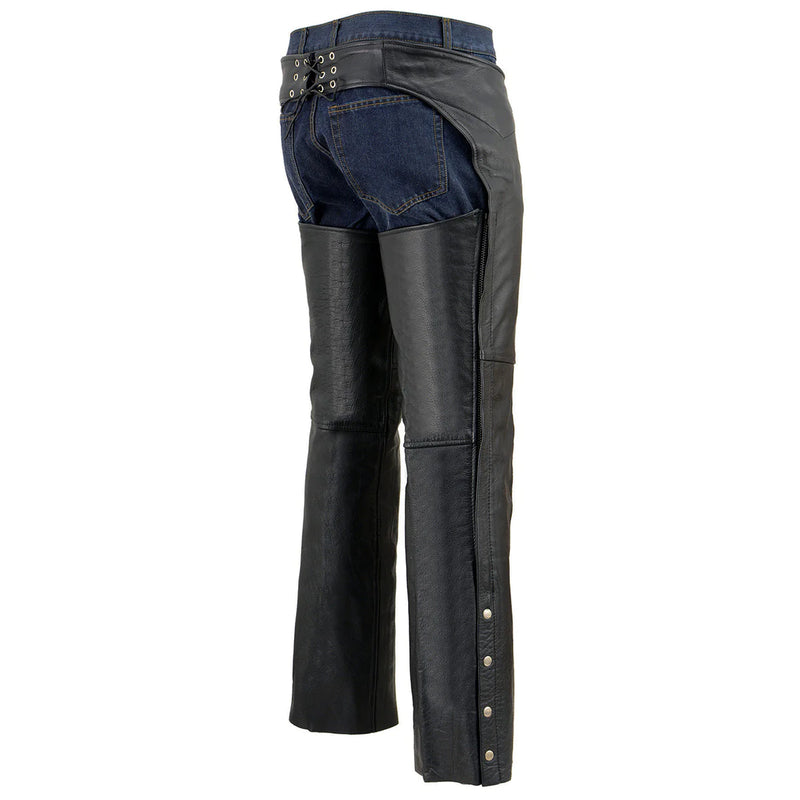 Men's Black Classic Fully Lined Leather Chaps