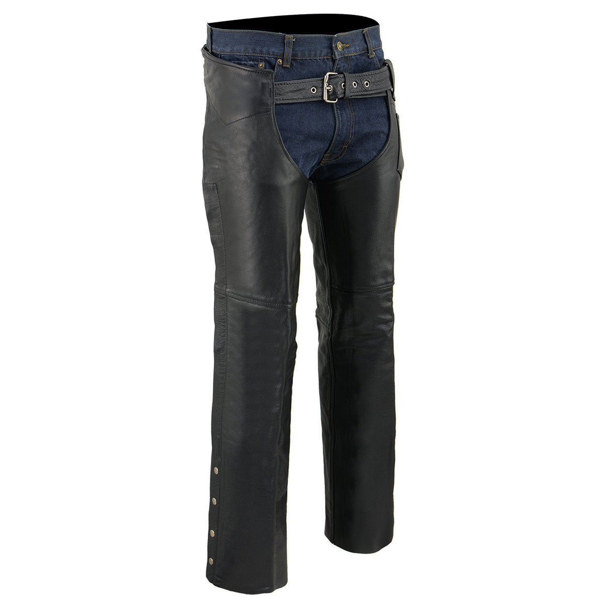 Men's Premium Buffalo Leather Chaps Fully Lined Black SH1115