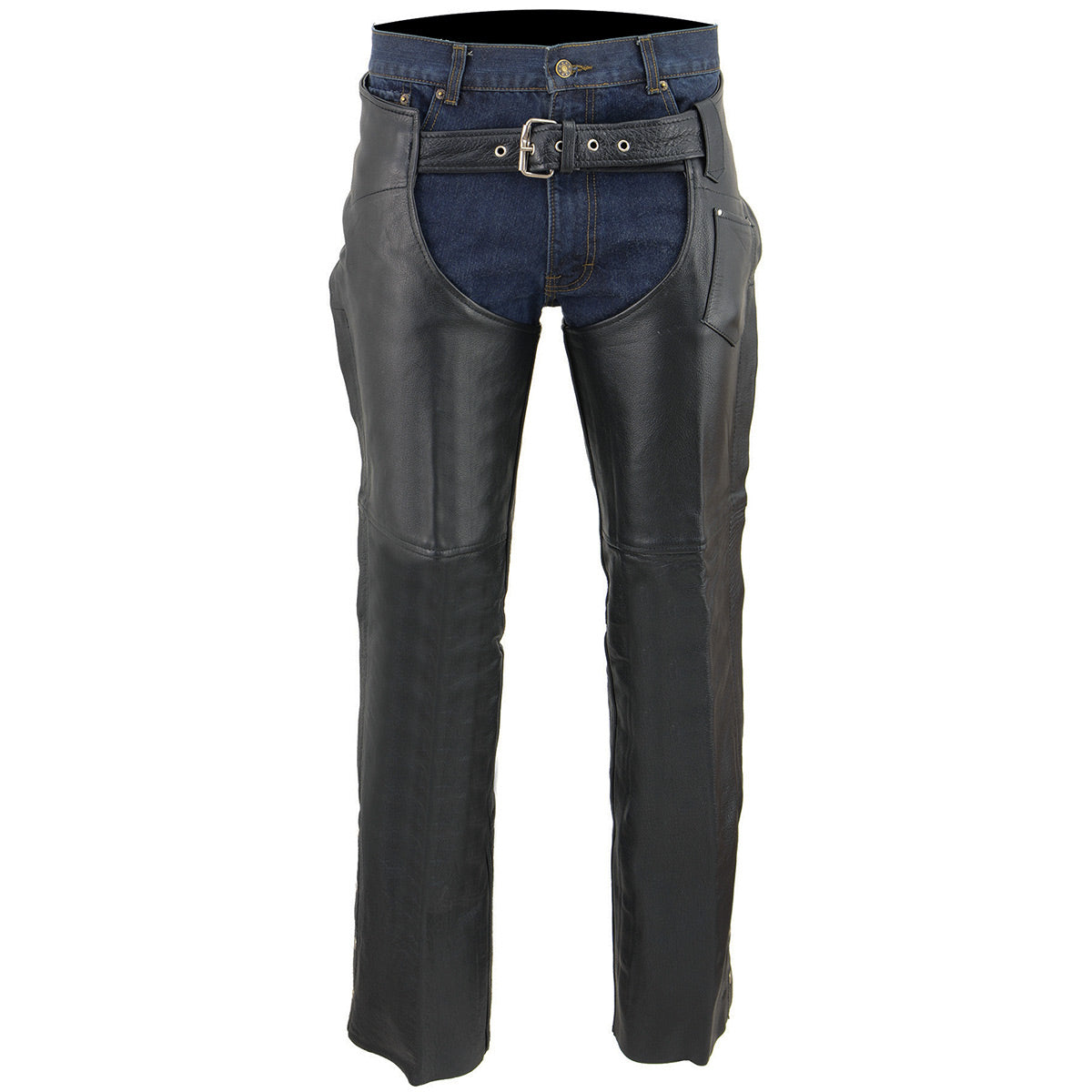 Men's Premium Buffalo Leather Chaps Fully Lined Black SH1115