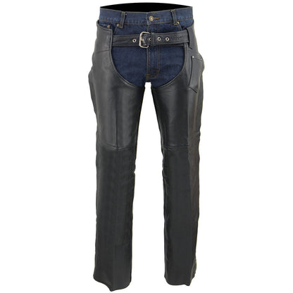 Men's Premium Buffalo Leather Chaps Fully Lined Black SH1115