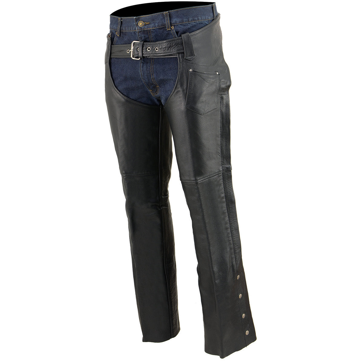 Men's Premium Buffalo Leather Chaps Fully Lined Black SH1115