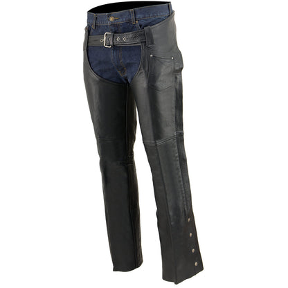 Men's Premium Buffalo Leather Chaps Fully Lined Black SH1115