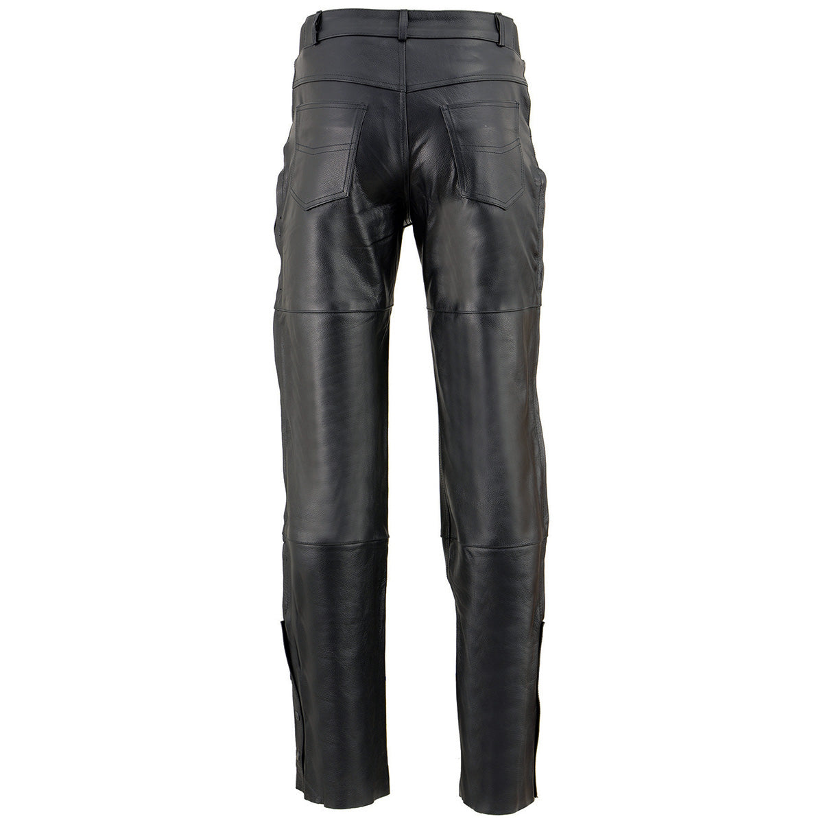 Men's Black Leather Motorcycle Over Pants Jean Style Pockets SH1150