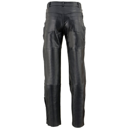 Men's Black Leather Motorcycle Over Pants Jean Style Pockets SH1150