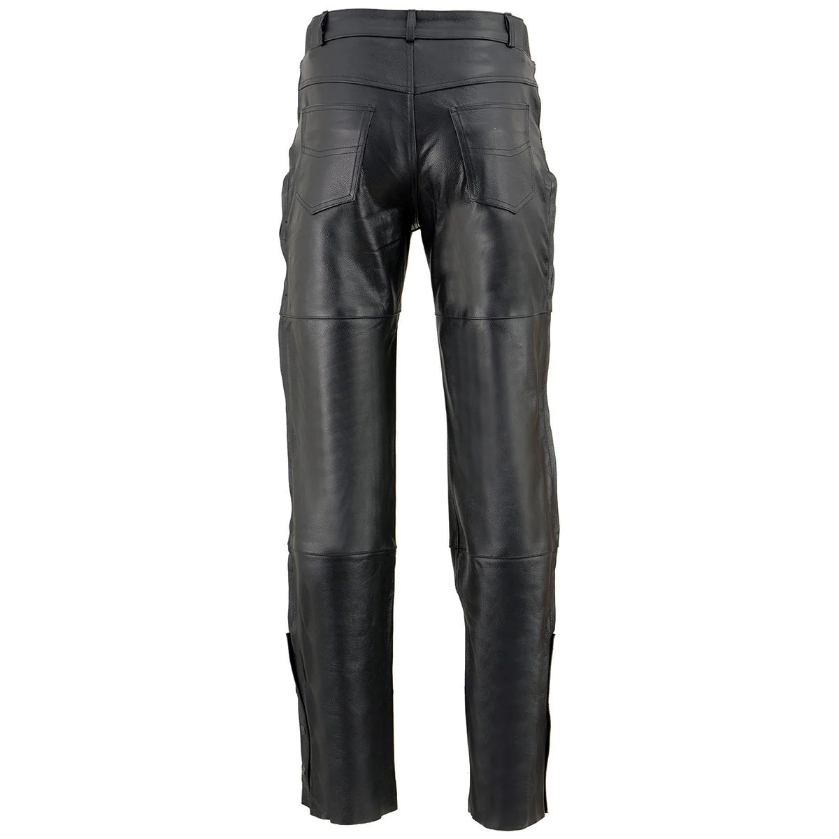 Men's Black Leather Motorcycle Over Pants with Jean Style Pockets