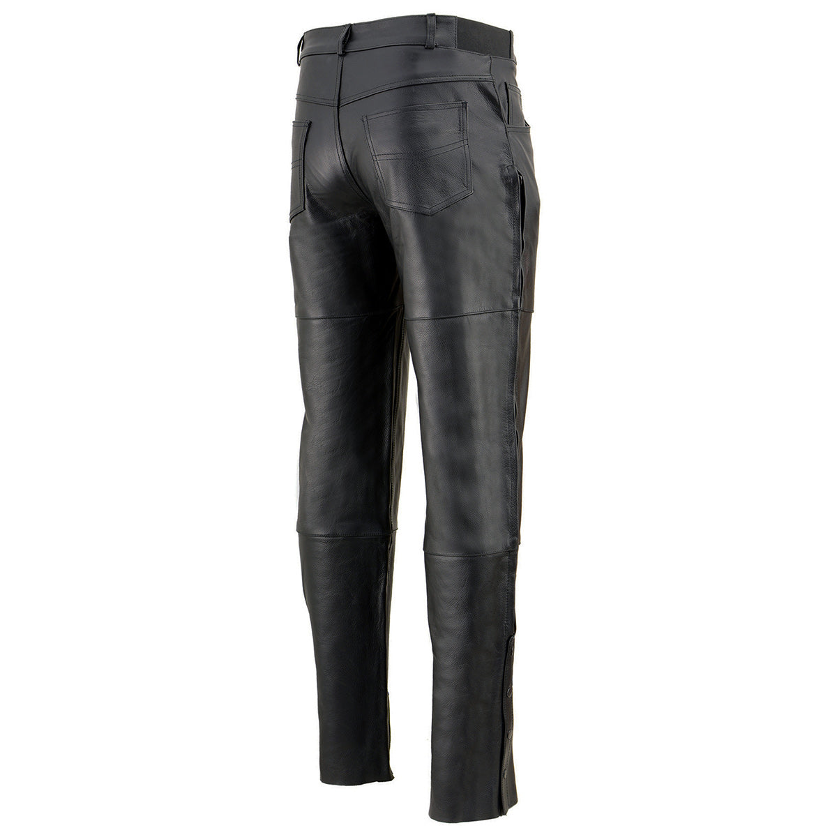 Men's Black Leather Motorcycle Over Pants Jean Style Pockets SH1150