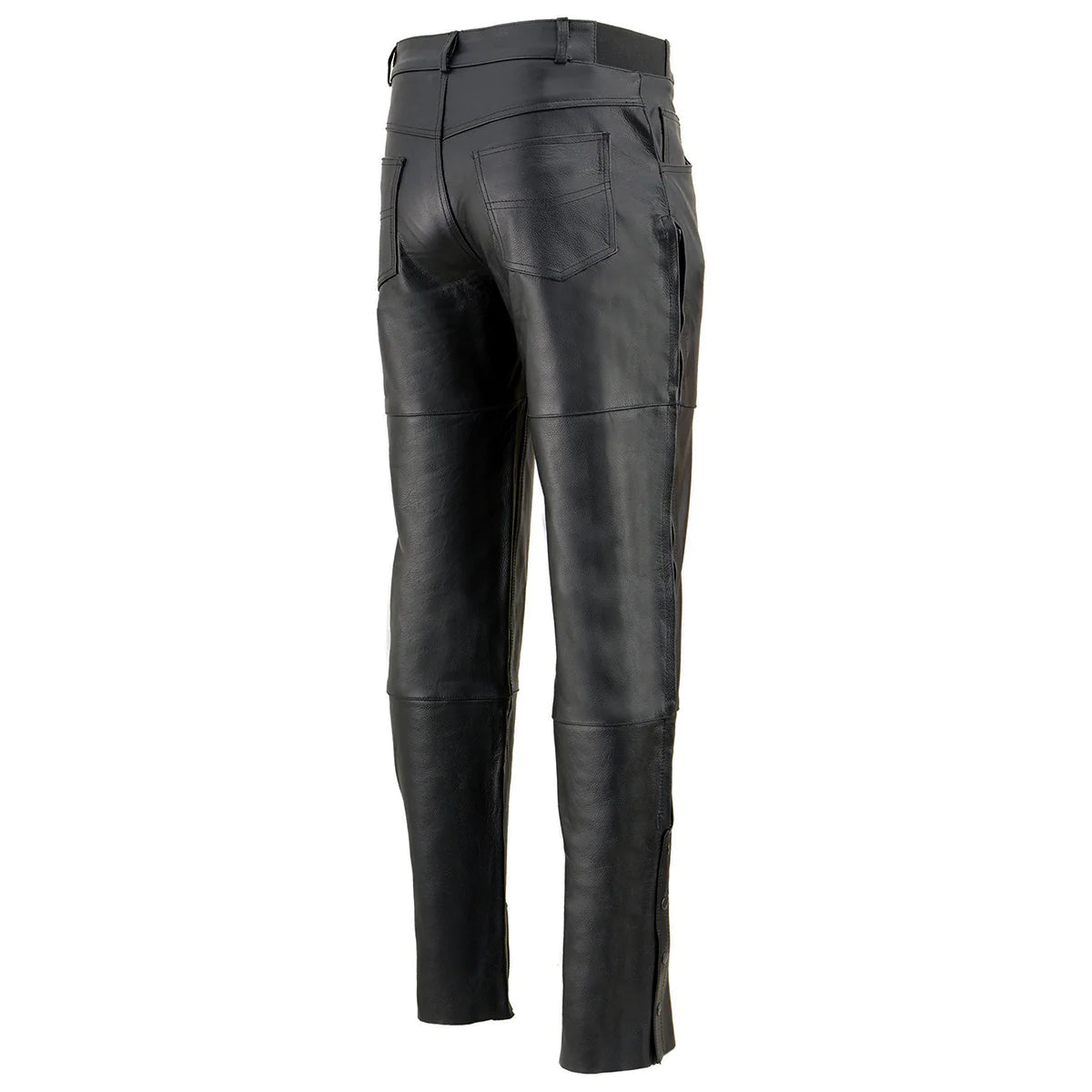 Men's Black Leather Motorcycle Over Pants with Jean Style Pockets