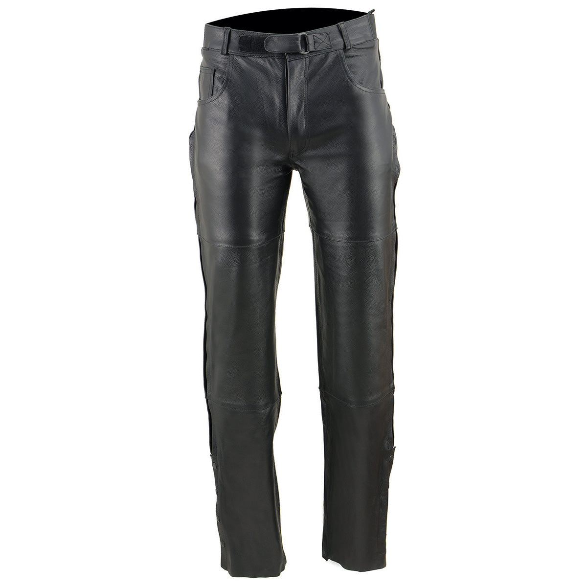 Men's Black Leather Motorcycle Over Pants Jean Style Pockets SH1150