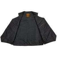 Men's Tall Sizes Black Leather Classic Side Lace Biker Vest