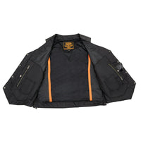 Men's Classic Black Leather 10 Pocket Vest