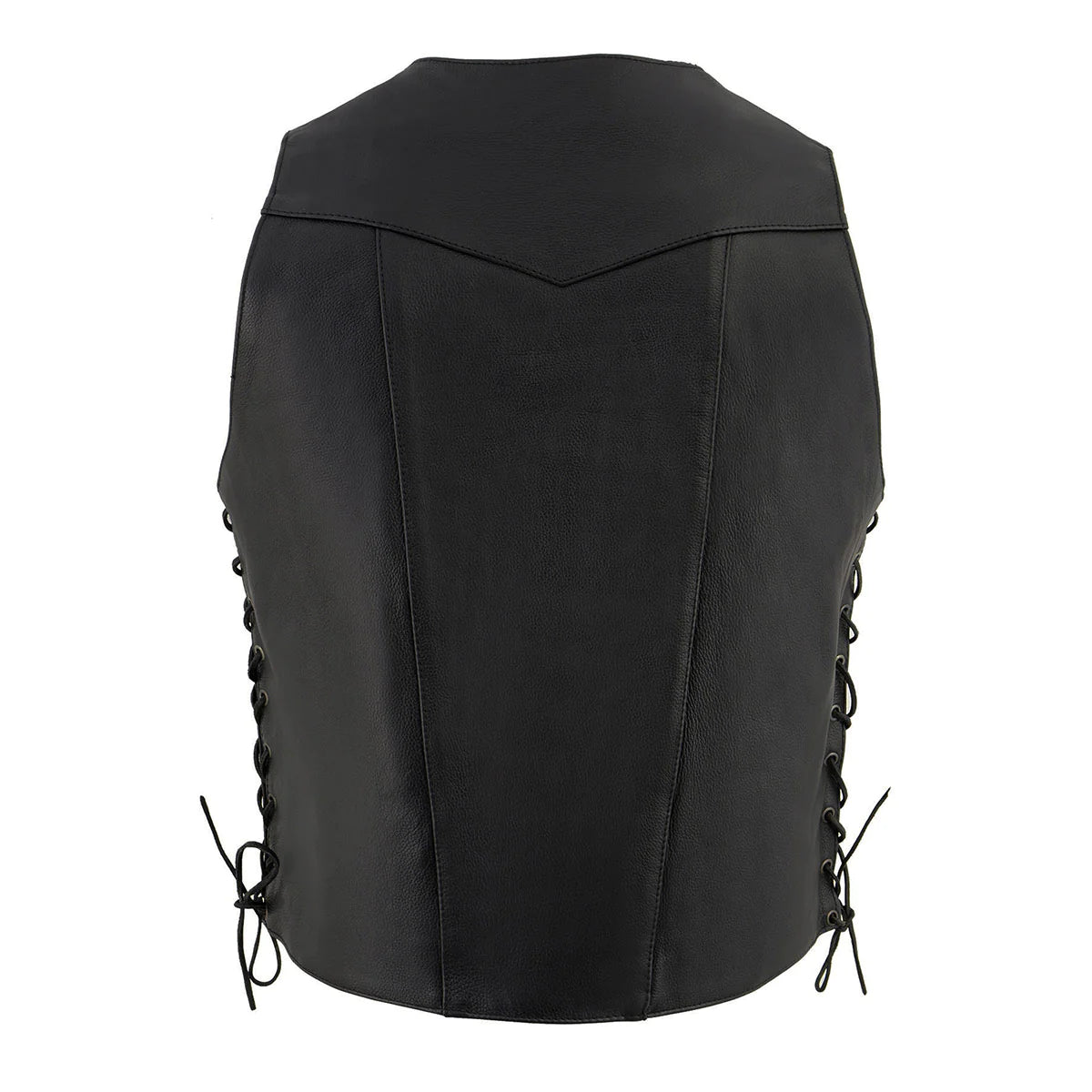 Men's Classic Black Leather 10 Pocket Vest