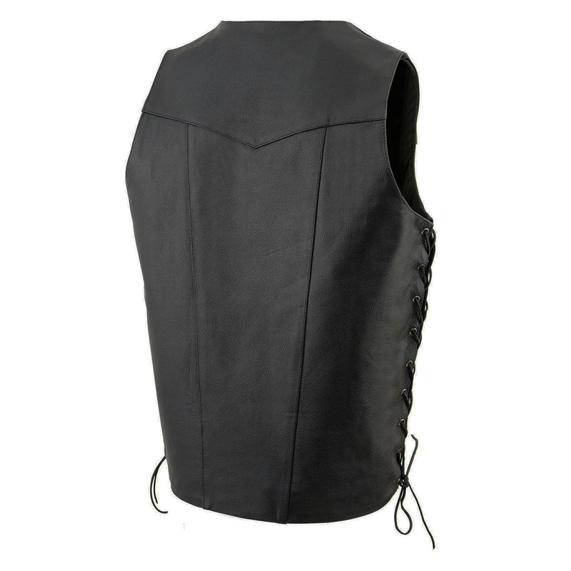 Men's Tall Sizes Black Leather 10 Pocket Vest