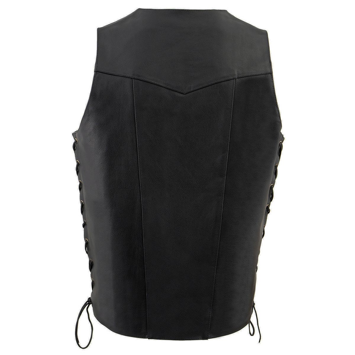 Men's Tall Sizes Black Leather 10 Pocket Vest