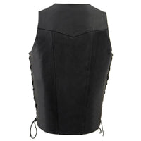 Men's Tall Sizes Black Leather 10 Pocket Vest