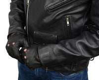 Men's Black Leather Unlined Classic Style Driving Gloves
