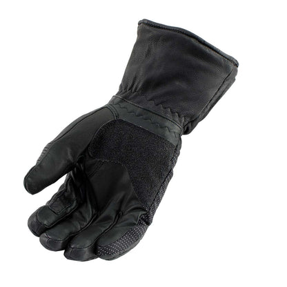 Men's Black Breathable ‘Gauntlet’ Leather Gloves