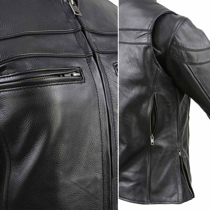Ladies Black Sporty Scooter Crossover Leather Jacket