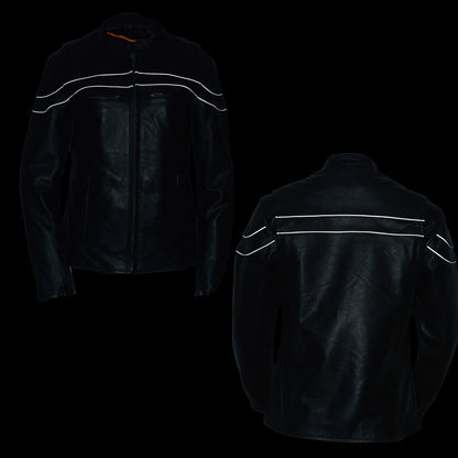Ladies Black Sporty Scooter Crossover Leather Jacket