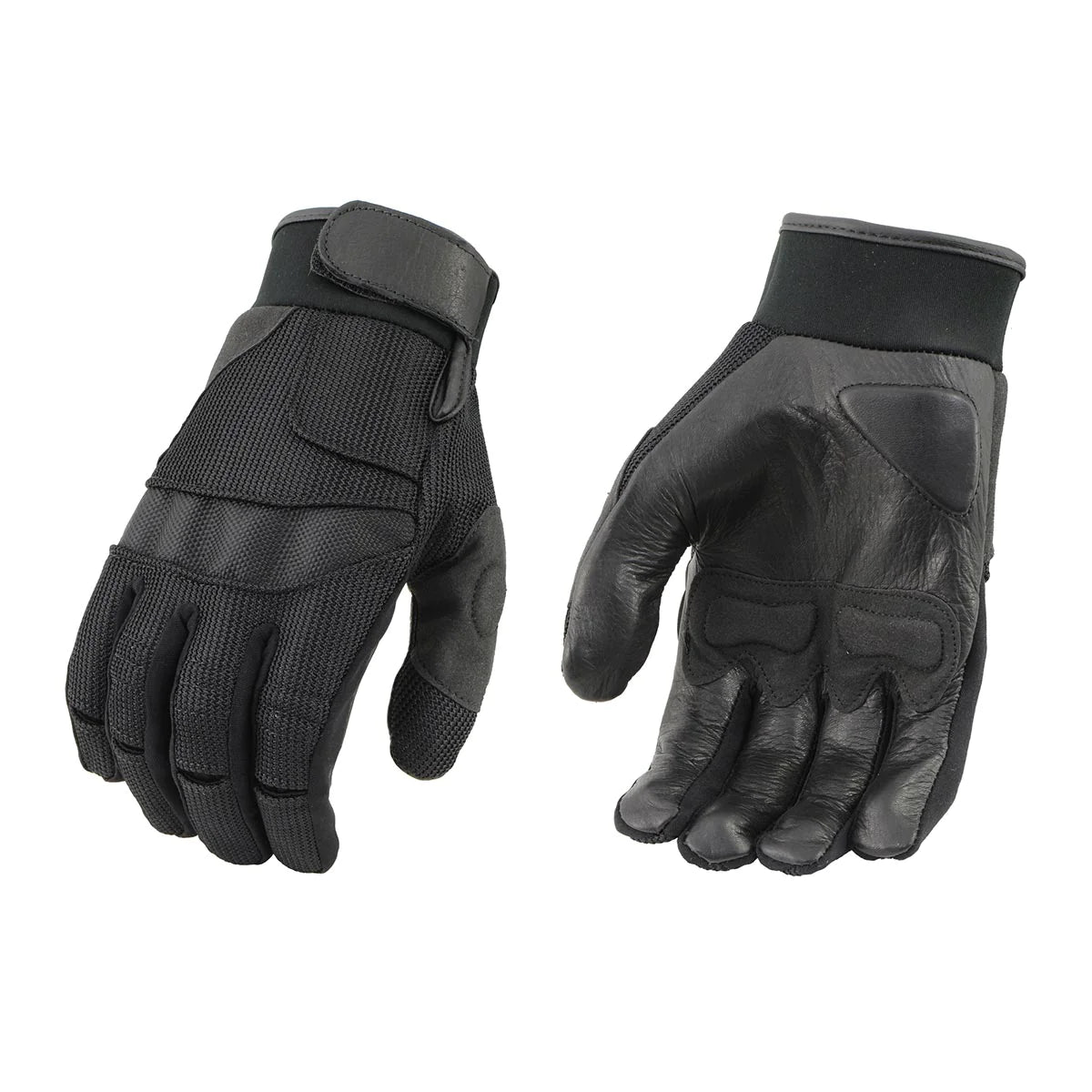 Men's Black Mesh and Leather Racing Gloves