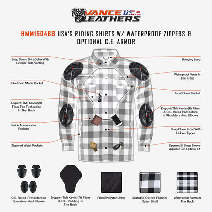 Men's Riding Shirts with Waterproof Zippers & C.E. Armor