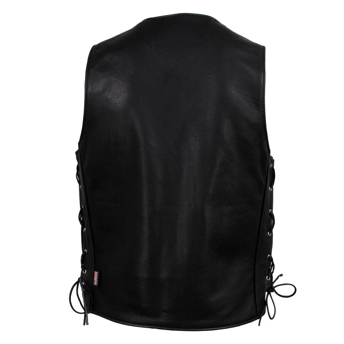 Men's Black 'Gaucho' Extra Long Back Premium Steerhide Motorcycle Leather Vest