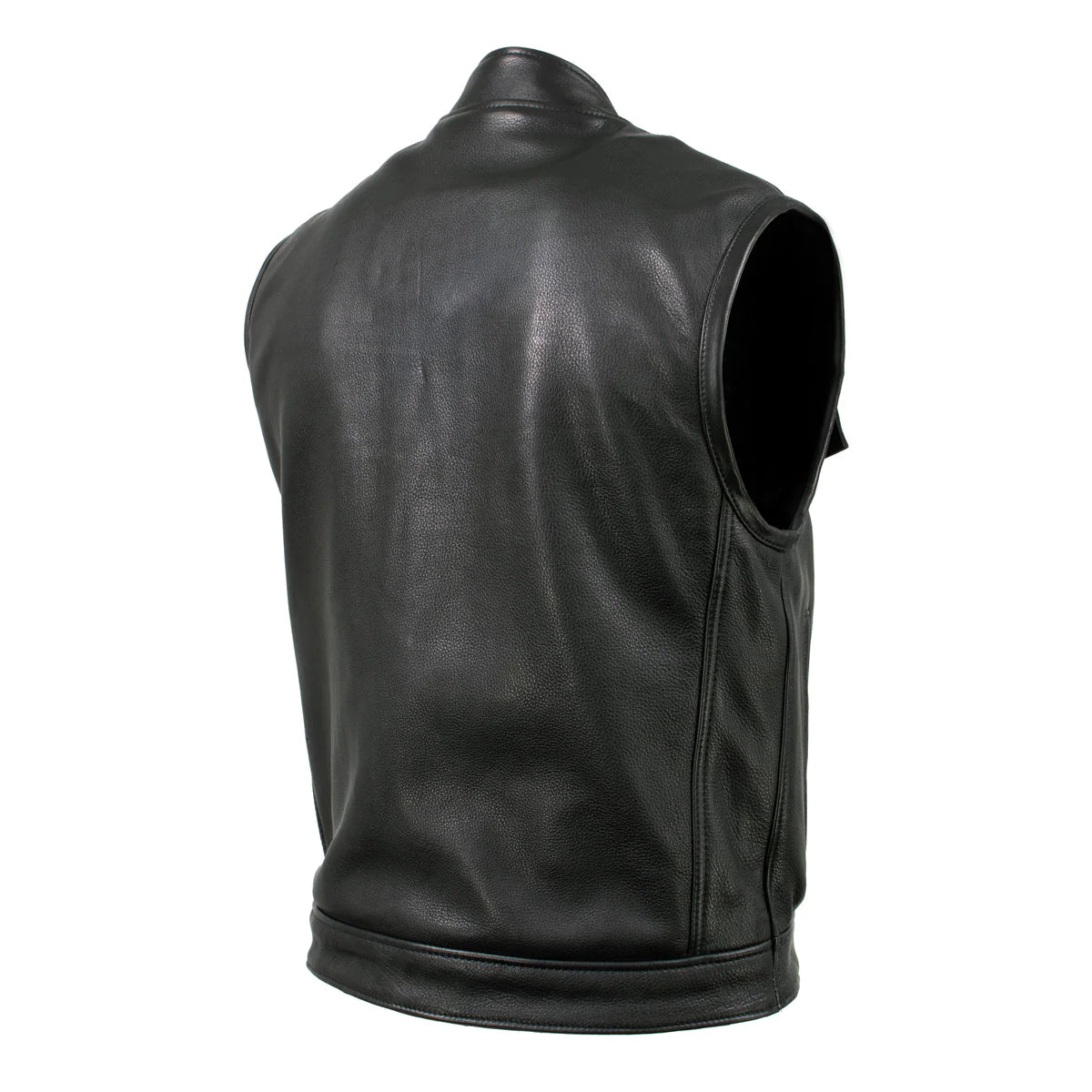 Men's Black 'Chaos' Premium Dual Closure Motorcycle Leather Vest