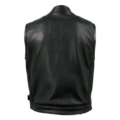 Men's Black 'Chaos' Premium Dual Closure Motorcycle Leather Vest