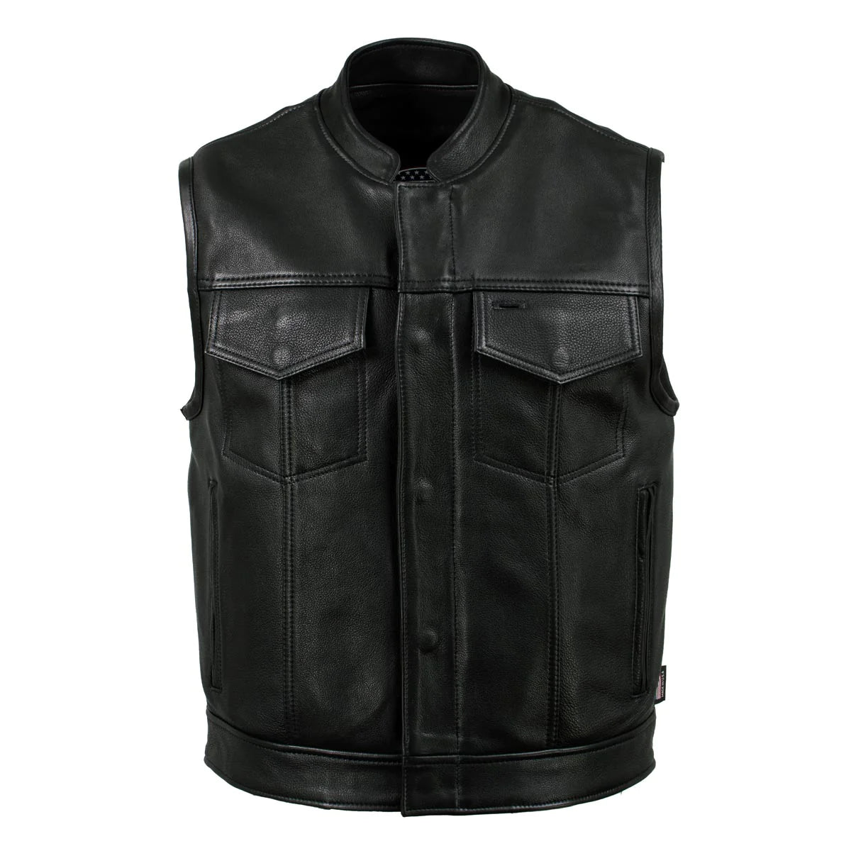 Men's Black 'Chaos' Premium Dual Closure Motorcycle Leather Vest