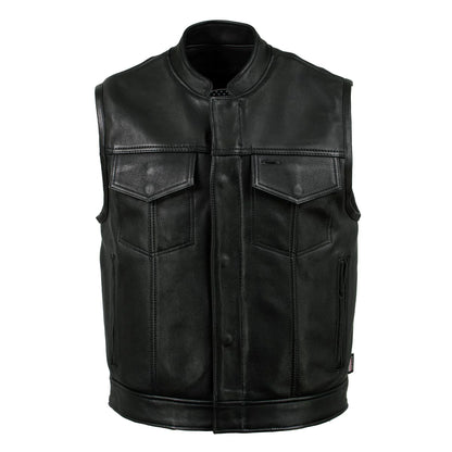Men's Black 'Chaos' Premium Dual Closure Motorcycle Leather Vest