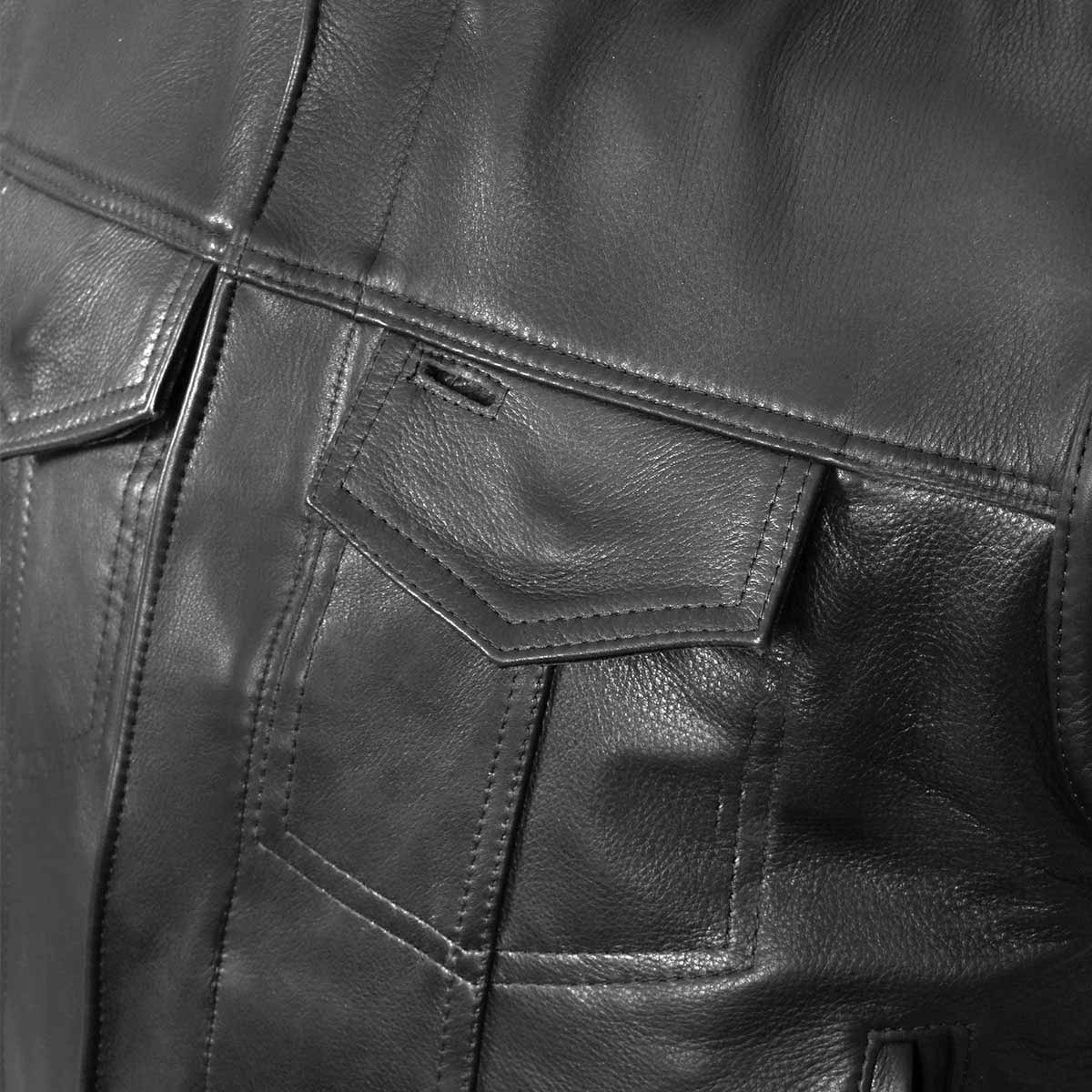 Men's Black 'Chaos' Premium Dual Closure Motorcycle Leather Vest