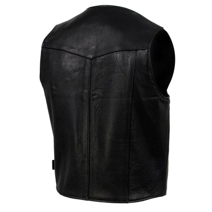 Men's Black 'Classic Western' Premium Motorcycle Leather Vest