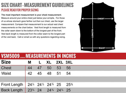 Men's Black 'Slinger' V-Neck Motorcycle Premium Leather Zippered Vest